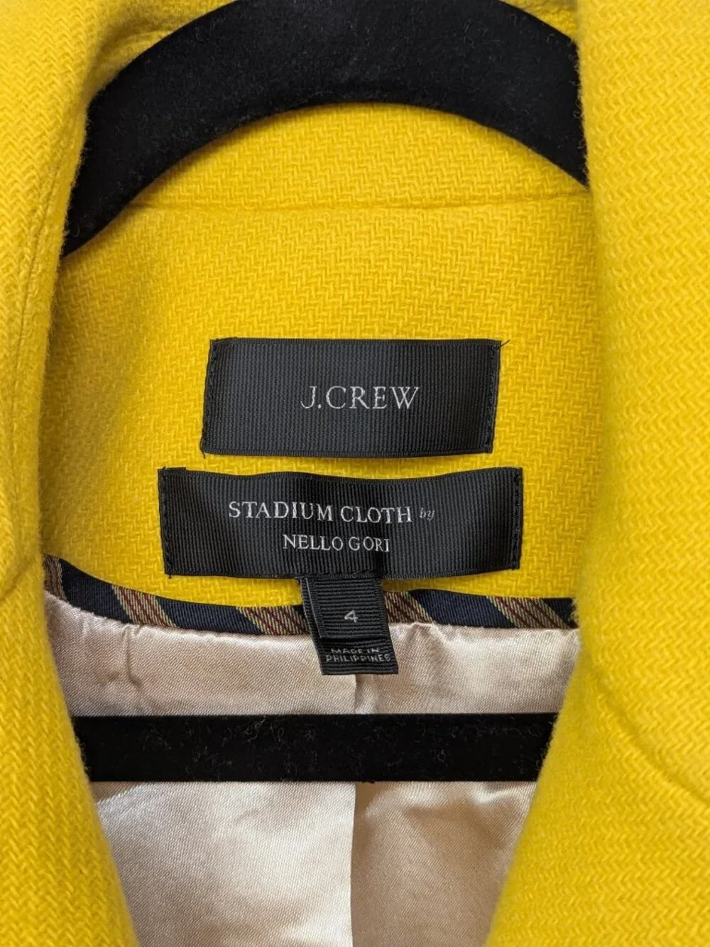 J.Crew Majesty Peacoat Italian Stadium-Cloth Wool Yellow Size 4